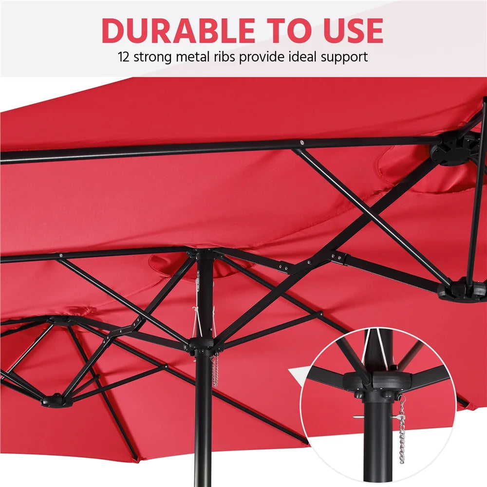 Topeakmart 13ft Patio Parasol Canopy with Crank, Tan