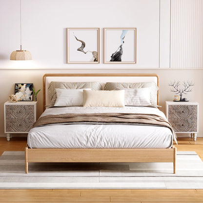 FOROUTIA Wooden Nightstand with 2 Drawers,Vintage MDF Bedside Tables with Storage