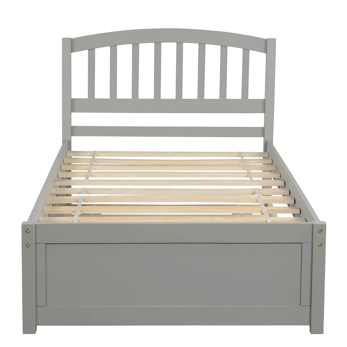 Aukfa Twin Platform Bed with Trundle - Trundle Bed with Headboard for Kids Teens - White