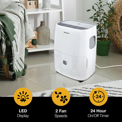 Whirlpool Energy Star 50-Pint 4500 Sq ft Humidity Absorber Dehumidifier, Bedroom, Basement, Garage, WHAD501DW