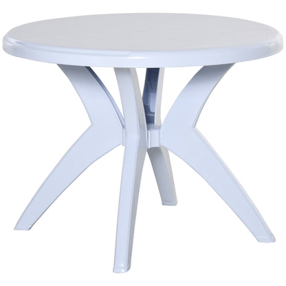 SKTPI Outdoor Plastic Dining Table w/ Umbrella Hole, Outdoor End Table, Patio Coffee Bistro Table for Indoor, Garden, Porch, Balcony, White