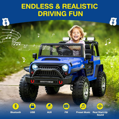 L8 Ride On Car, 2 Seater, 12V Kids Electric Car w/Remote Control, 4-Wheel Suspension, Bluetooth Speaker, Multi Music Modes, 3 Speeds, LED Lights, Xmas & Birthday Gift Ideas for Kids Ages 3+