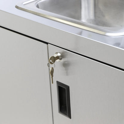 Electric Portable Sink, with Hot Water Heater and Pump - Movable Steel Hand Washing Sink