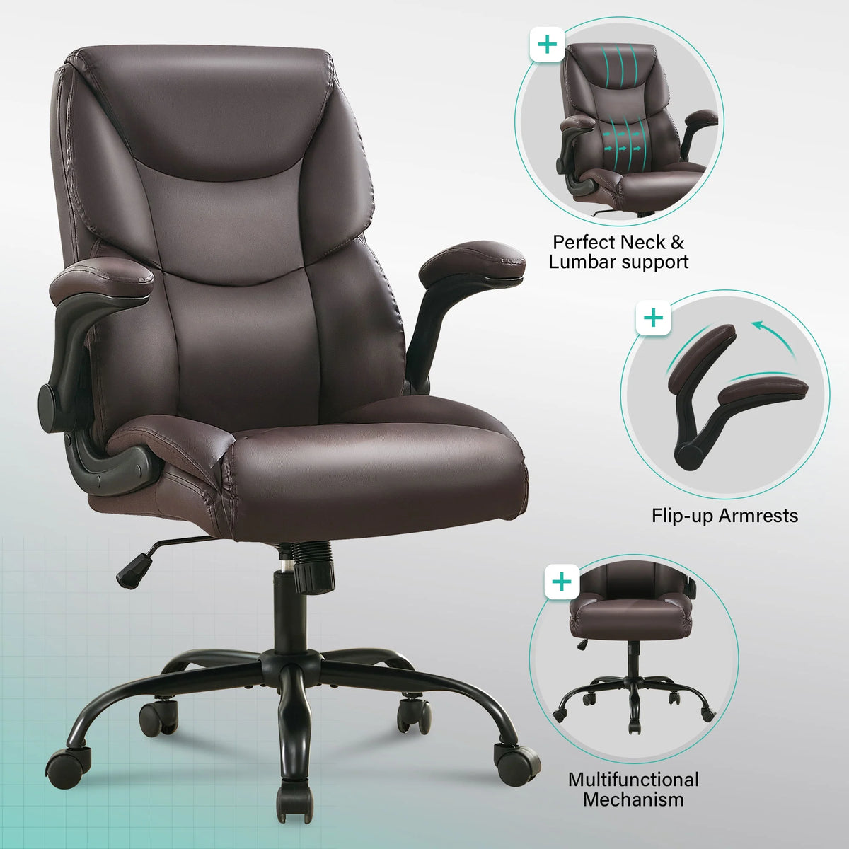 JONPONY Big and Tall Office Chair Wide Seat Ergonomic Computer Desk Chair High Back Executive Leather Chair Adjustable Task Chair Lumbar Back Support 8 Hours Heavy Duty Design,Black