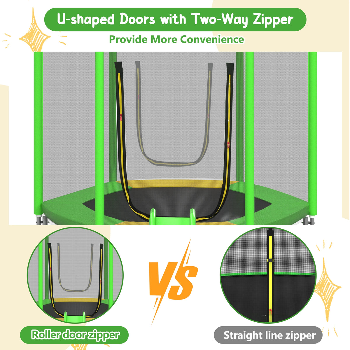 EUROCO  7FT Kids Trampoline with Safety Enclosure Net, Indoor Outdoor Trampoline with Slide,Ladder,Spring Pad,All-Weather Trampolines