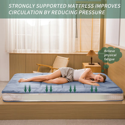 Futon Mattress, Padded Japanese Floor Mattress Quilted Bed Mattress Topper, Extra Thick Folding Sleeping Pad, Dark Grey, Twin