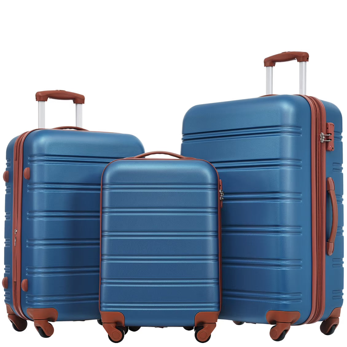 3 Piece ABS Luggage Set, Luggage with Spinner Wheel & TSA  20/24/28 inch, Purple