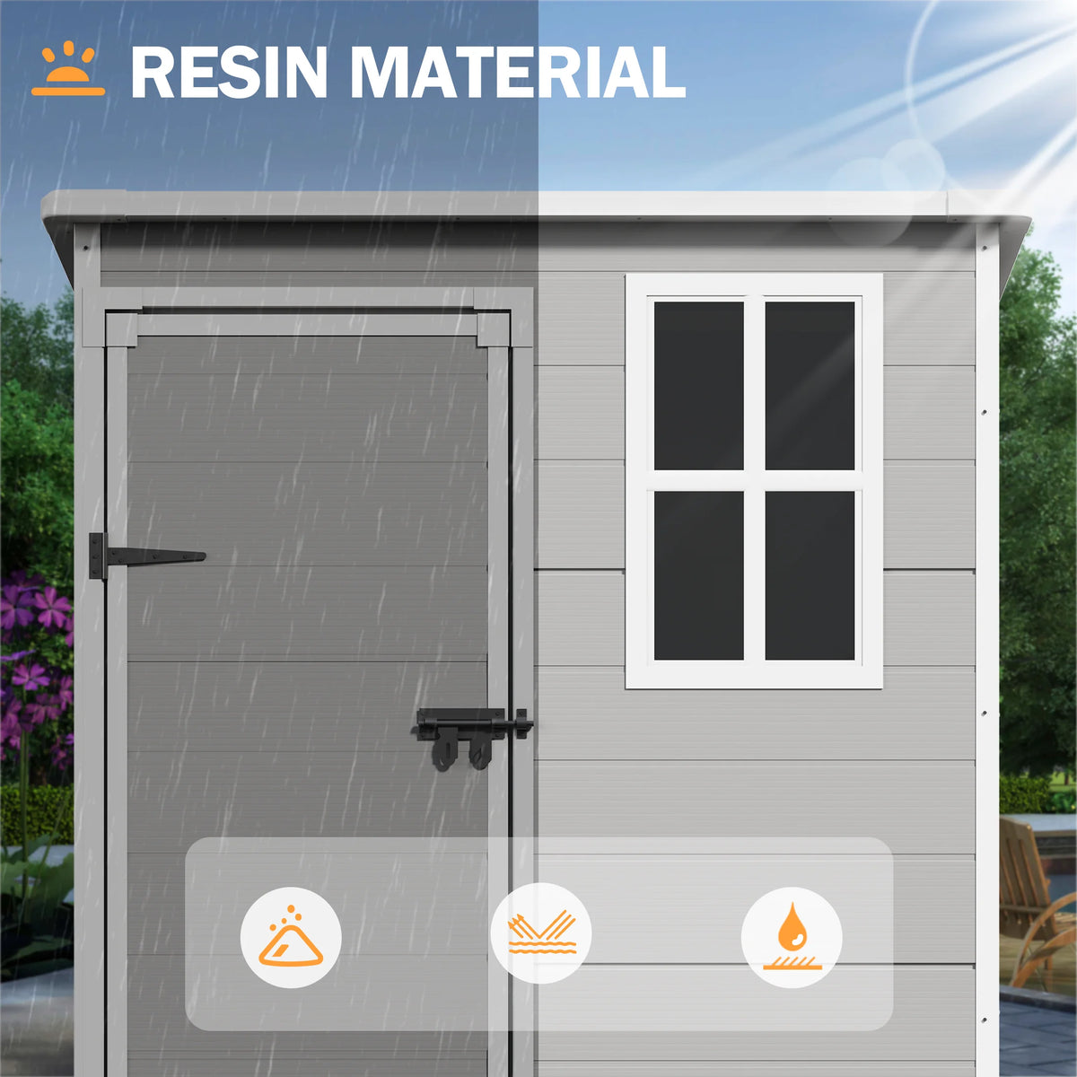 UDPATIO Outdoor Storage Shed 5x3 FT, Resin Garden Shed for Backyard, Patio, Lawn, Grey & White