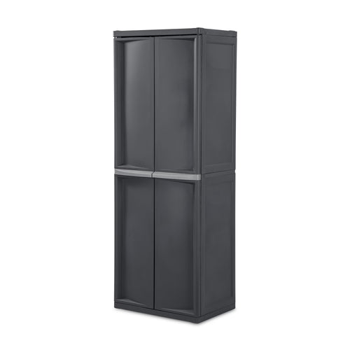 Sterilite 4 Shelf Cabinet Plastic, Flat Gray