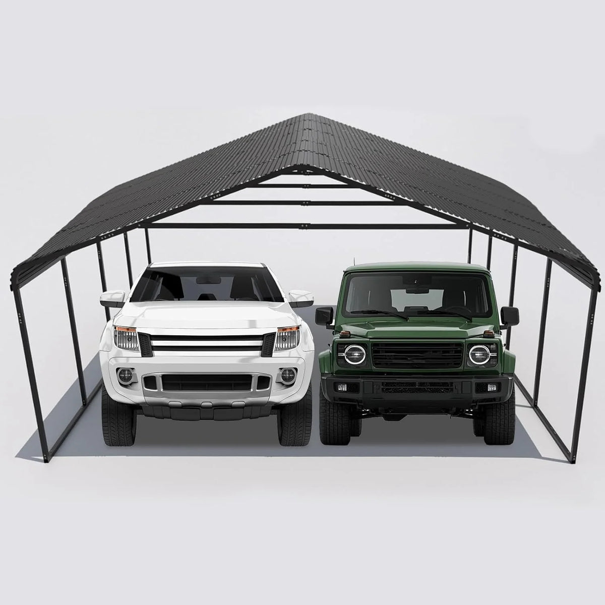 10x20 ft Portable Garage Heavy-Duty Metal Carport Canopy Kit，All-Weather Shelter with Reinforced Galvanized Steel Frame，for RV, Truck, Boat & 1 Cars Storage，Multi-Use Party Tent
