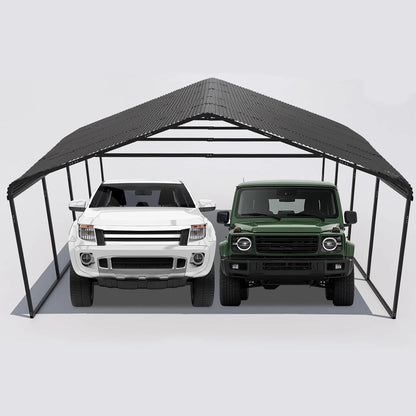 10x20 ft Portable Garage Heavy-Duty Metal Carport Canopy Kit，All-Weather Shelter with Reinforced Galvanized Steel Frame，for RV, Truck, Boat & 1 Cars Storage，Multi-Use Party Tent