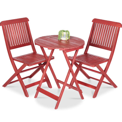 Best Choice Products 3-Piece Acacia Wood Bistro Set, Folding Patio Furniture w/ 2 Chairs, Table - Natural