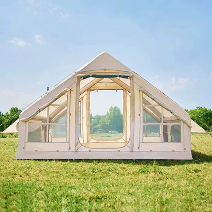 NAIZEA Inflatable Tent Air Glamping Tents 6Person Cabin Tent&Mesh&Chimney Window