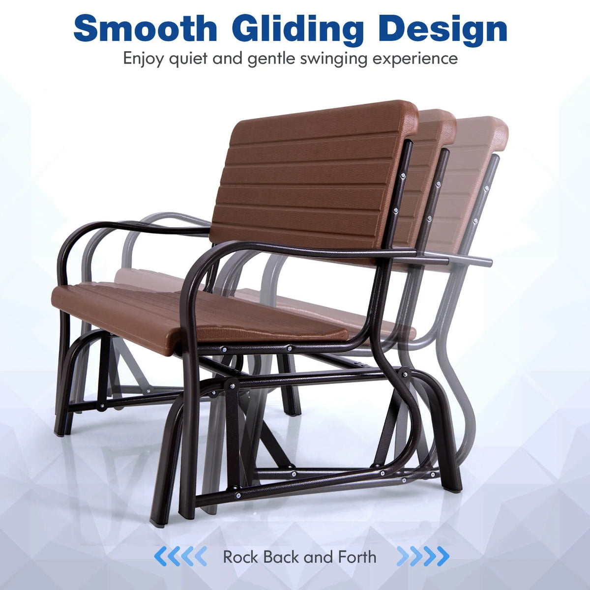 Costway Outdoor Patio Swing Porch Rocker Glider Bench Loveseat Garden Seat Steel