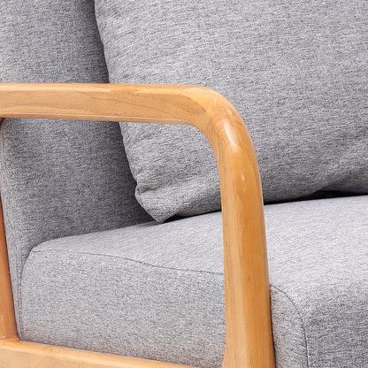 JULY'S SONG Mid Century Modern Accent Chair Set of 2, Linen Upholstered Reading Chairs for Living Room, 25.6" W Fabric Comfy Armchair, Beige