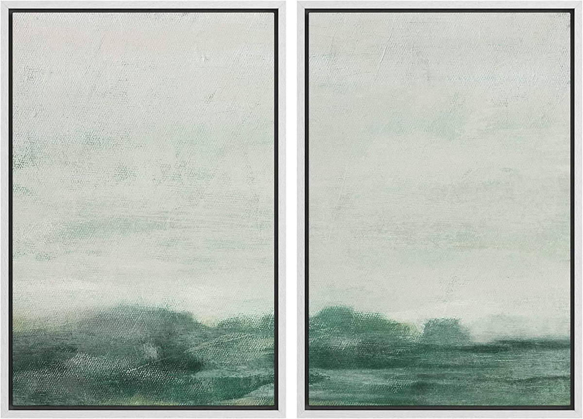 IDEA4WALL Framed Canvas Print Wall Art Set of 2 Watercolor Pastel Duotone Tan Landscape Abstract Modern Art Multicolor Contemporary Artwork for Bedroom, Office - 16"x24"x2 Panels Natural