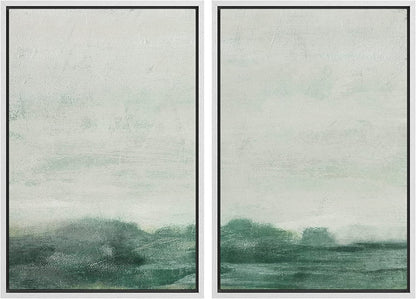 IDEA4WALL Framed Canvas Print Wall Art Set of 2 Watercolor Pastel Duotone Tan Landscape Abstract Modern Art Multicolor Contemporary Artwork for Bedroom, Office - 16"x24"x2 Panels Natural