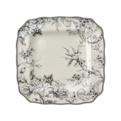 222 Fifth Adelaide Round 16-Piece Porcelain Dinnerware Set, Black Toile