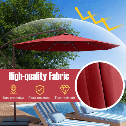 Costway 98.40" Navy Cantilever Patio Umbrella, Base-Included