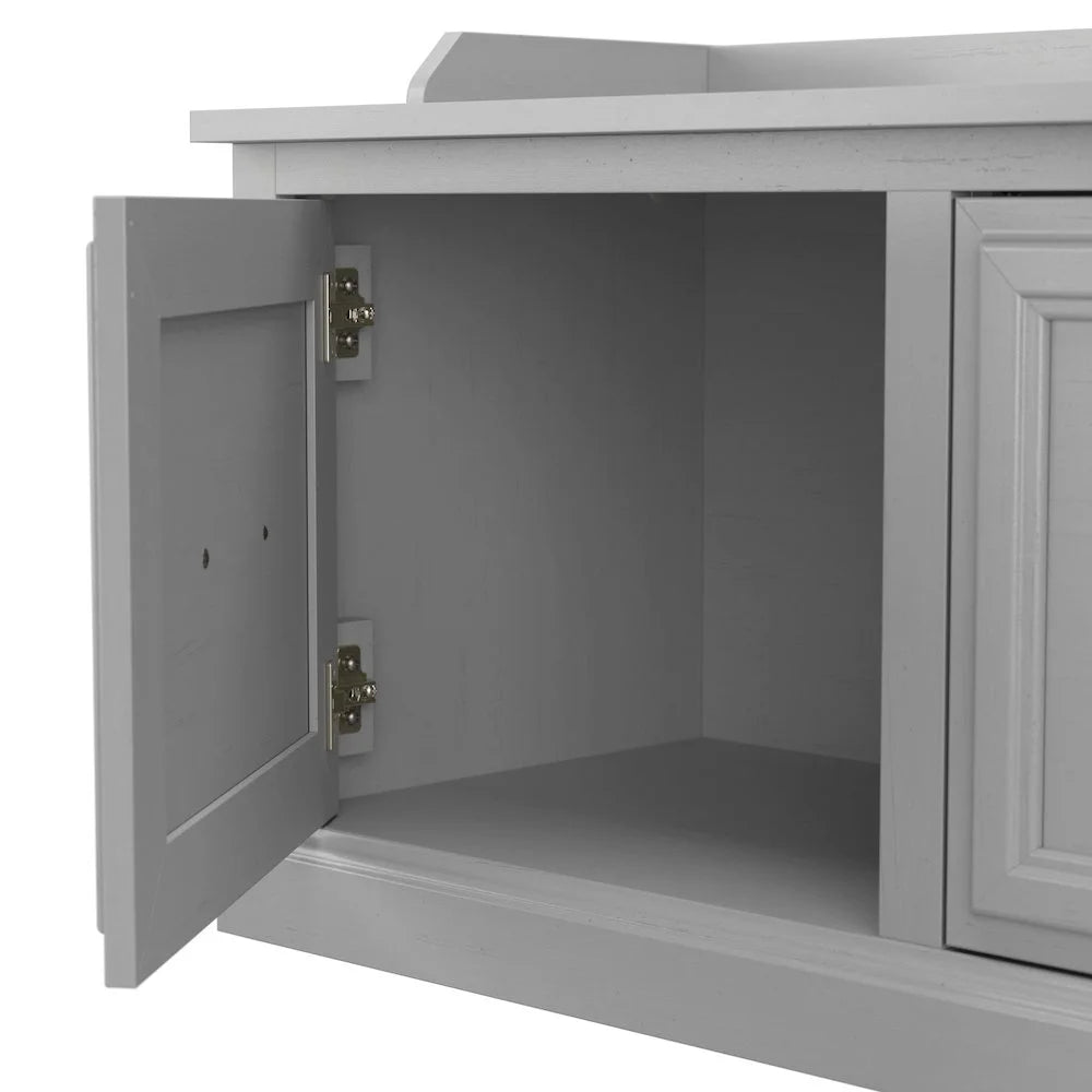 Woodland 40W Hall Tree and Shoe Bench with Shelves in Gray - Engineered Wood