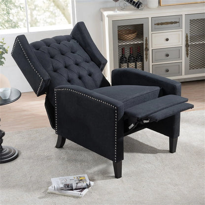 Triple Tree Modern Fabric Foam Wood Solid Print Nailhead Trim Accent Chair, Beige