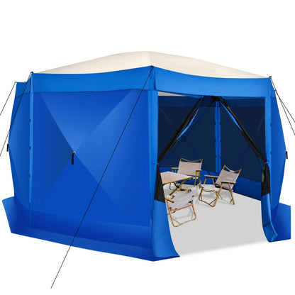 COBIZI 8x8 Pop up Gazebo Tent, Ez up Waterproof Screen Tent Screen House, Portable Outdoor Canopy Sun Shelter with 3 Sidewalls, Carry Bag & Ground Stakes for Camping, Garden and Picnics, Gray