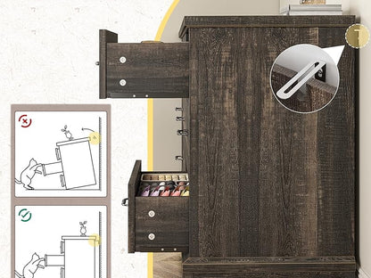 EnHomee Wood Dresser for Bedroom 9 Drawer Dressers&Chest of Drawers 63"L x 15.7"W x 31.5"H,Brown