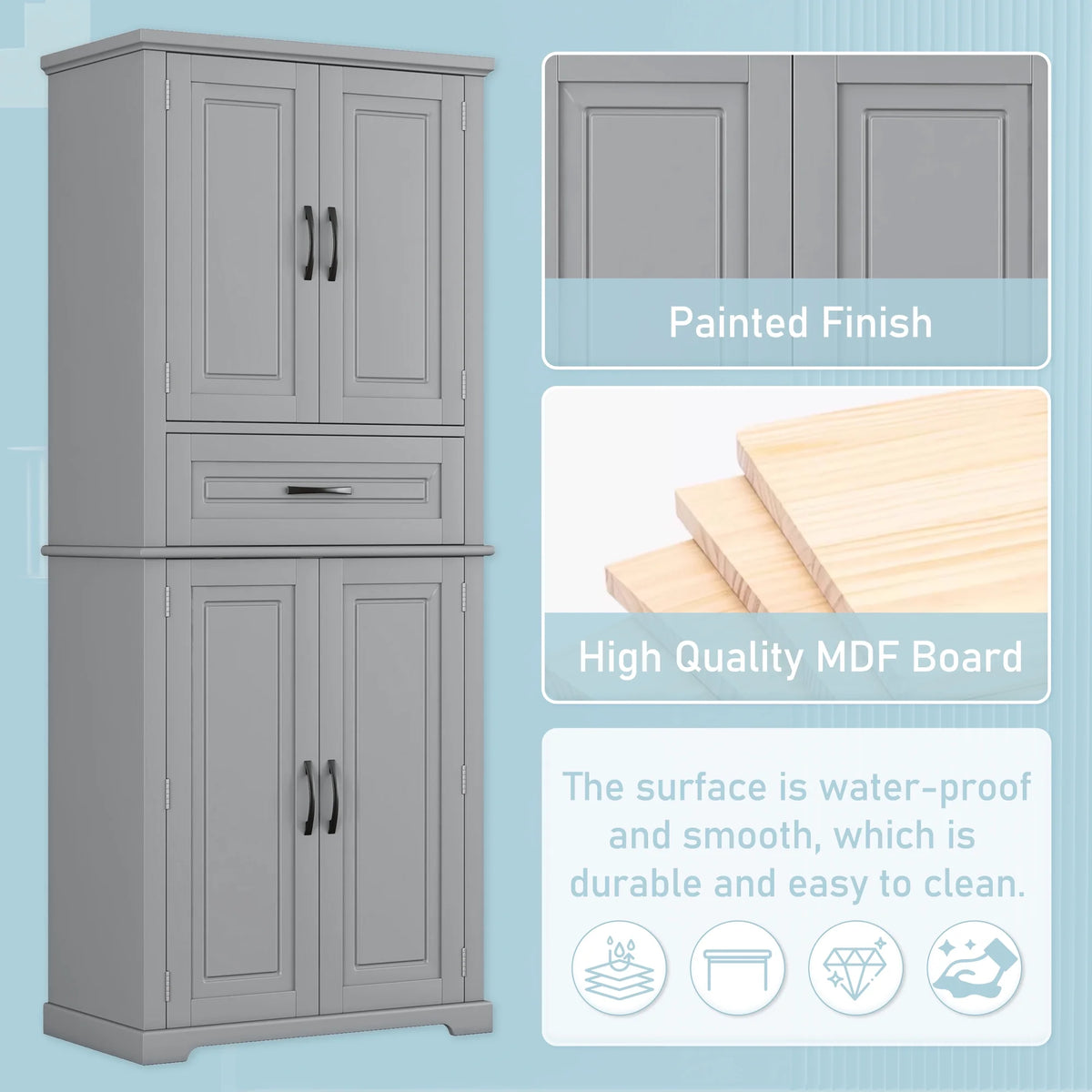 Euroco Bathroom Storage Cabinet with Multi-Functional Storage Space, Drawer with Slide Rails, Adjustable Shelf