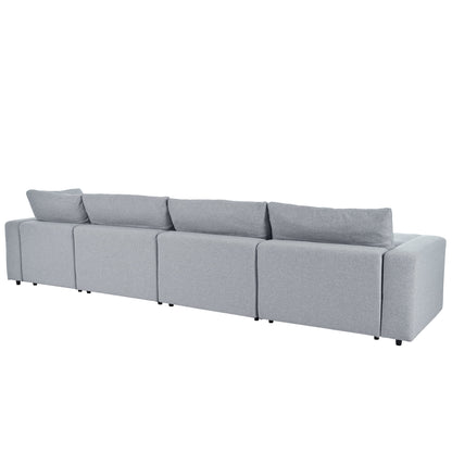 Harper & Bright Designs Convertible Modular Sectional Sofa with 2 Removable Ottomans & Pillows, Large U Shape Cloud Couch with Reversible Chaise for Living Room, Grey