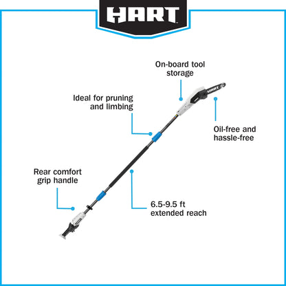 HART 20-Volt 8-Inch Pole Saw Kit, (1) 2.0 Ah Lithium Ion Battery