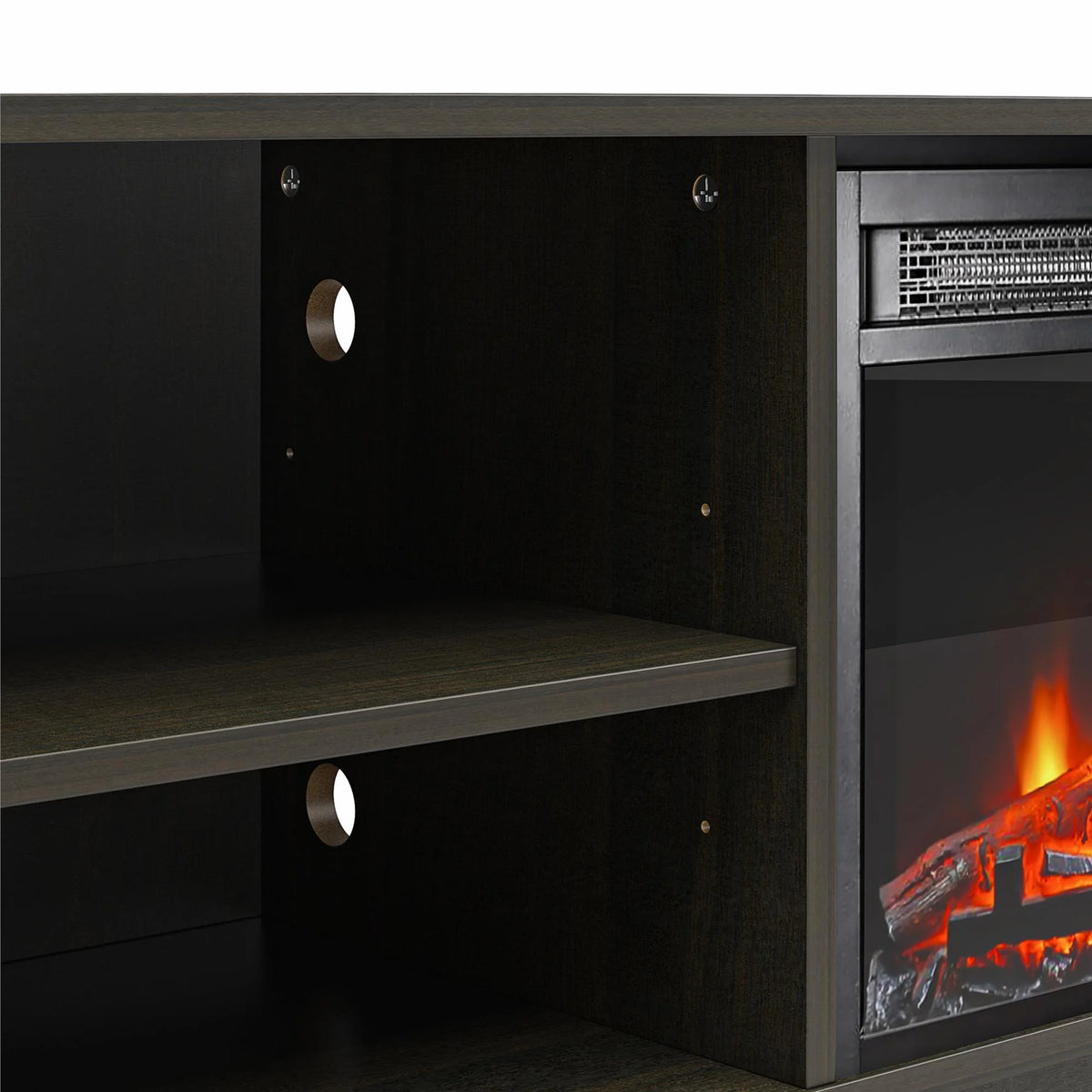 Mainstays Fireplace TV Stand, for TVs up to 55", Black Oak