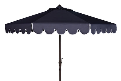 Safavieh Venice 9' Market Crank Tilt Patio Umbrella, Navy/White