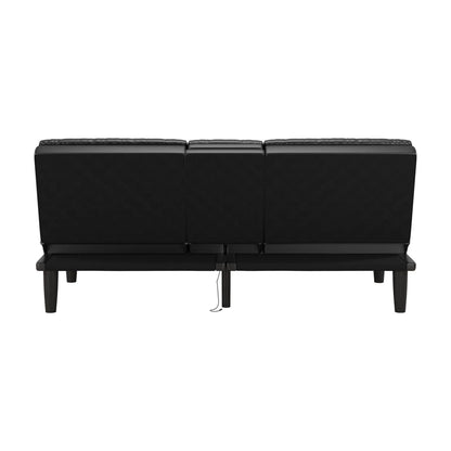 Mainstays Memory Foam 71.5" Futon with Cupholder and USB, Black Faux Leather