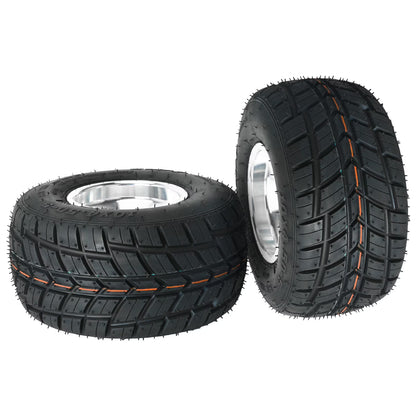 High Performace Go Kart Tire and Rim, 10x4.50-5 Go Kart Front Wheel and Tire Fit Bolt Pattern 48mm w/ 3 Holes for Go Kart Drift Trike Buggy Racing Cart, Non-Slip Tread, Aluminum Alloy Rim (2)
