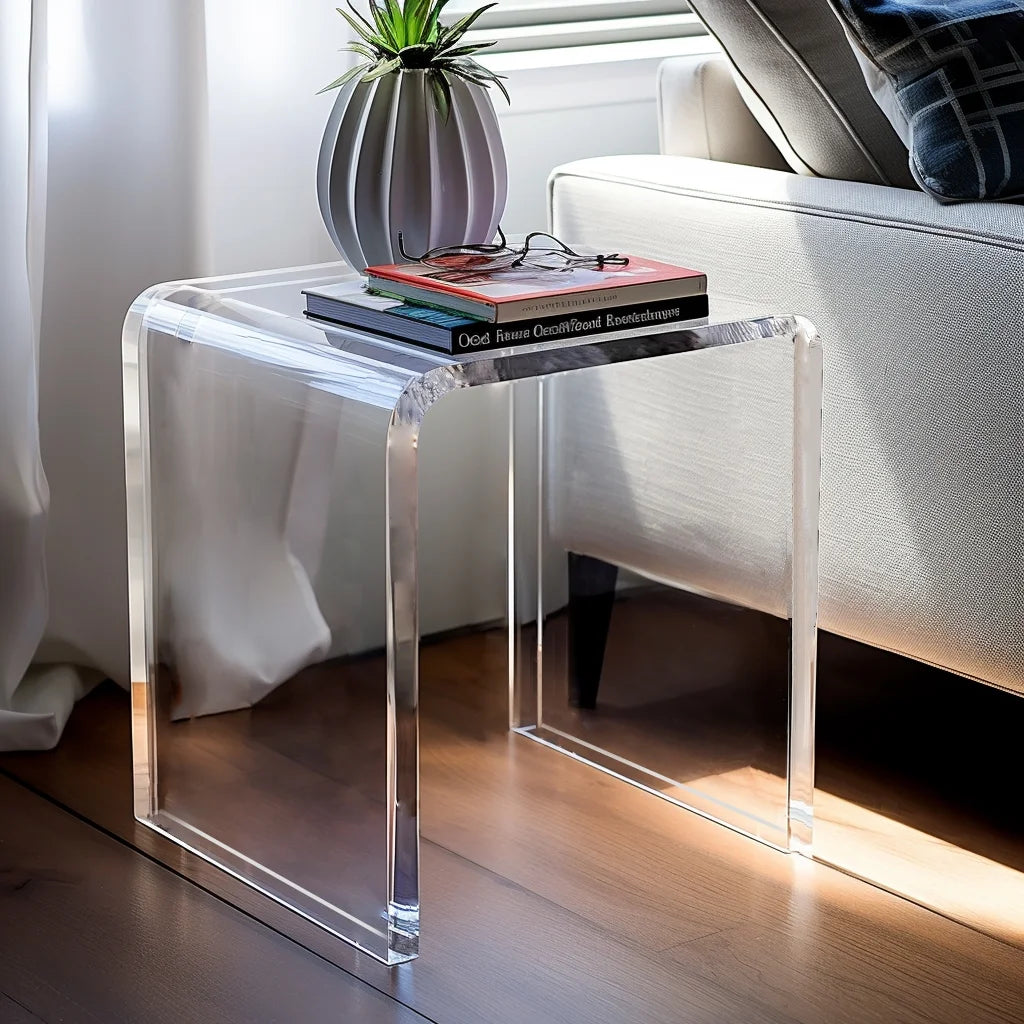 Ageszoe Coffee Table with Storage Shelf ,Acrylic Modern Clear End Table,Kid's Table for Livingroom, 32"L x 16"W x 16"H"
