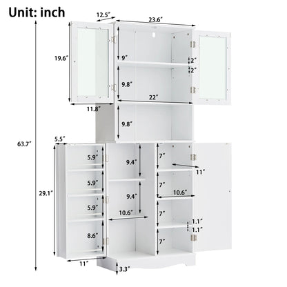 Bellemave White Tall Storage Cabinet with Adjustable Shelf Bathroom Cabinet with 1 Drawer and Storage Rack Large Freestanding Wood Cabinet Storage Organizer Floor Cabinet, White