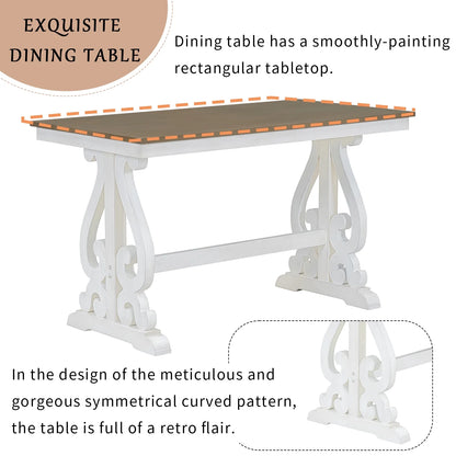 5 Piece Dining Table Set, Atumon Dining Table Set for 4, Wood Dining Room Set with 1 Table and 4 Upholstered Chairs, Farmhouse Dining Table Set for Kitchen Dining Room Apartment, Natural