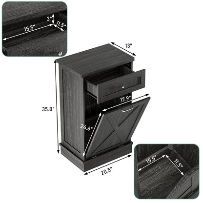 Tolead Double Tilt Out Trash Cabinet, Wooden Free Standing Laundry Sorter Cabinet, with Hideaway Drawer, White