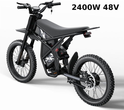 Riding'Times 2400W 48V Electric Dirt Bike for Adults Ridingtimes GT73,brushless Hub Motor,18.2AH*2 Electric BIKE with 25" tires digital screen Carbon Steel,BLACK