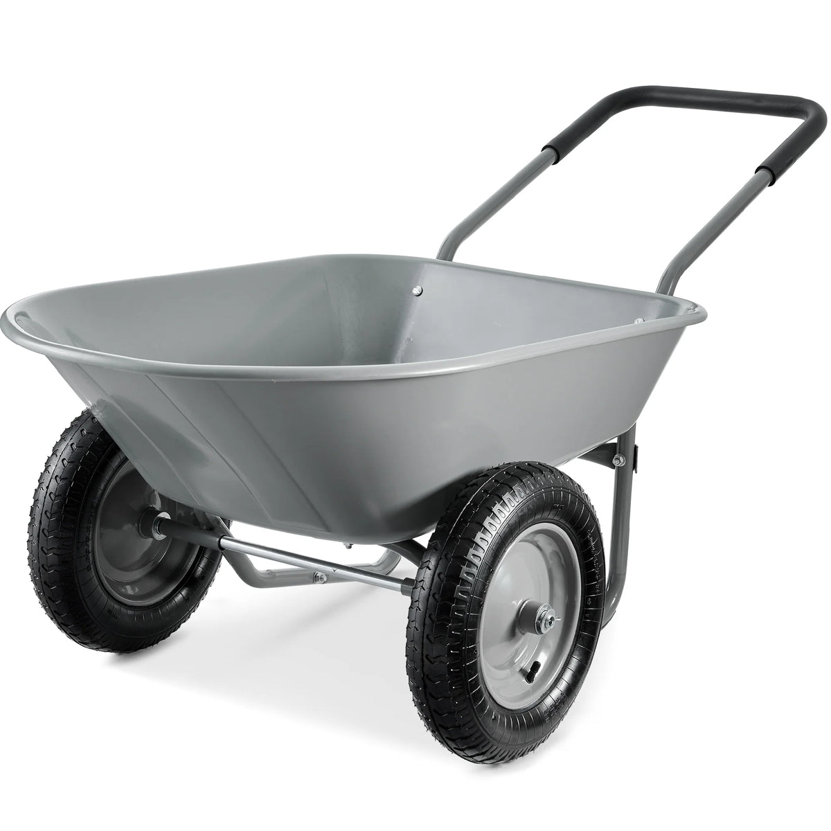 Best Choice Products Dual-Wheel Home Wheelbarrow Yard Garden Cart for Lawn, Construction - Green