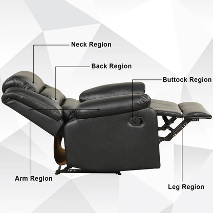 Bonzy Home Recliner Chairs for Living Room Overstuffed Breathable Fabric Reclining Chair Manual Sofa Brown