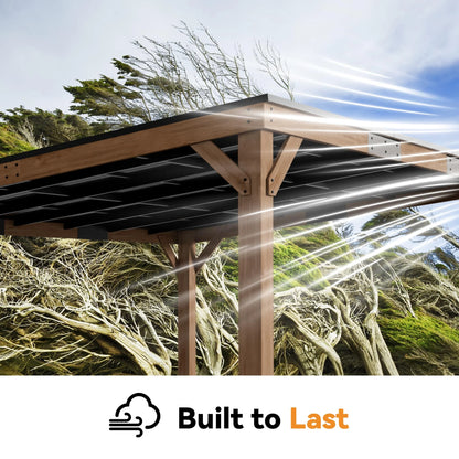 Modern Shade Supreme Cedar Wood Gazebo 12' x 16' with Hardtop Slope Roof, Wooden Grill Gazebo with Durable and Rot-Resistant, Supports Snow Loads and High Wind Speeds