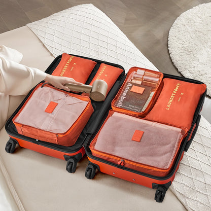 3 Piece Luggage Sets with 6 PC Organize Bags Lightweight Suitcases with Spinner Wheels, Pink