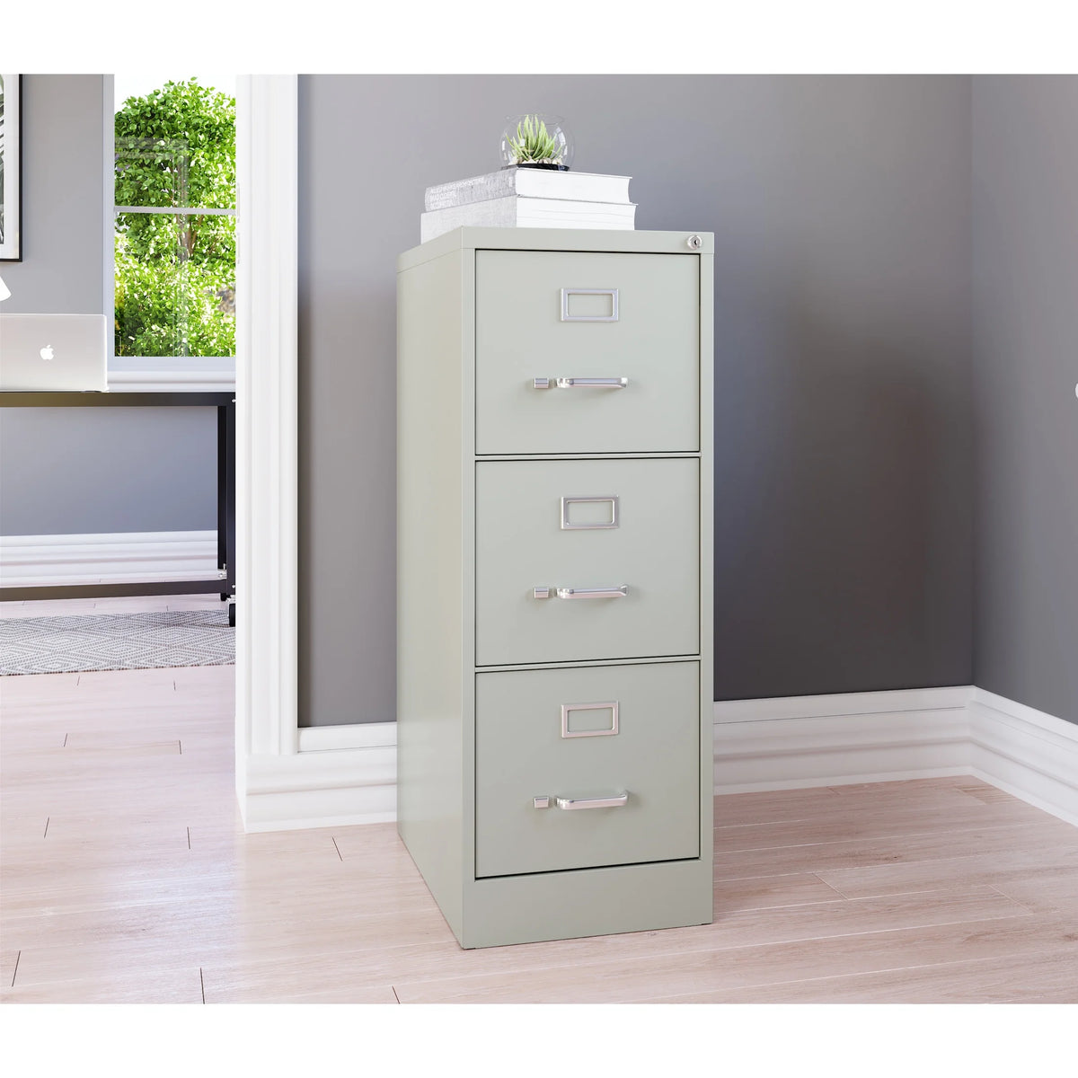 Hirsh 22" Deep 3 Drawer Letter Width Vertical File Cabinet, Commercial Grade, Gray