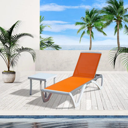 Domi Outdoor Living Chaise Lounge Chair Aluminum Adjustable Pool Lounge Chair��With All-Weather Textilene for Deck, Lawn, Backyard ��1 Grey Chair��