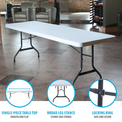 Lifetime Combo Set of (4) 8-Foot Rectangle Folding Tables & (32) Chairs, Indoor/Outdoor Use, White (80147)