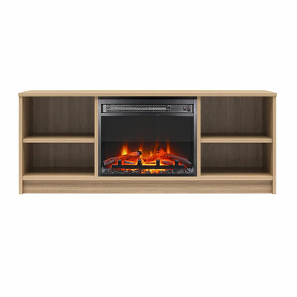 Mainstays Fireplace TV Stand, for TVs up to 55", Black Oak