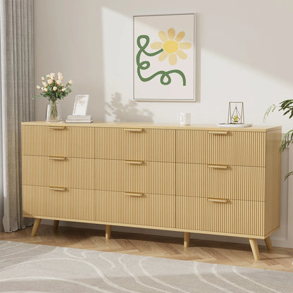Planntonneo Boho Fluted 6 Drawer Dresser, Wooden Chests for Bedroom