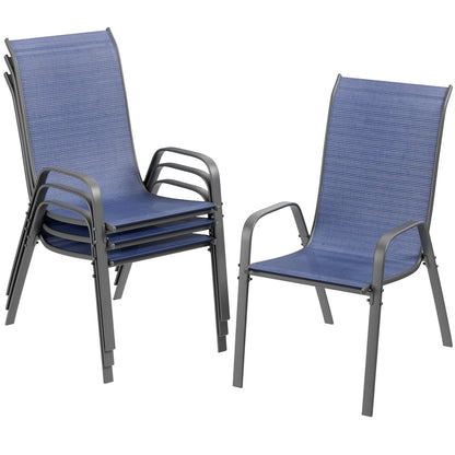 Pirecart Set of 4 Patio Dining Chairs, Textilene Outdoor Stacking Chairs for Poolside, Backyard, Garden