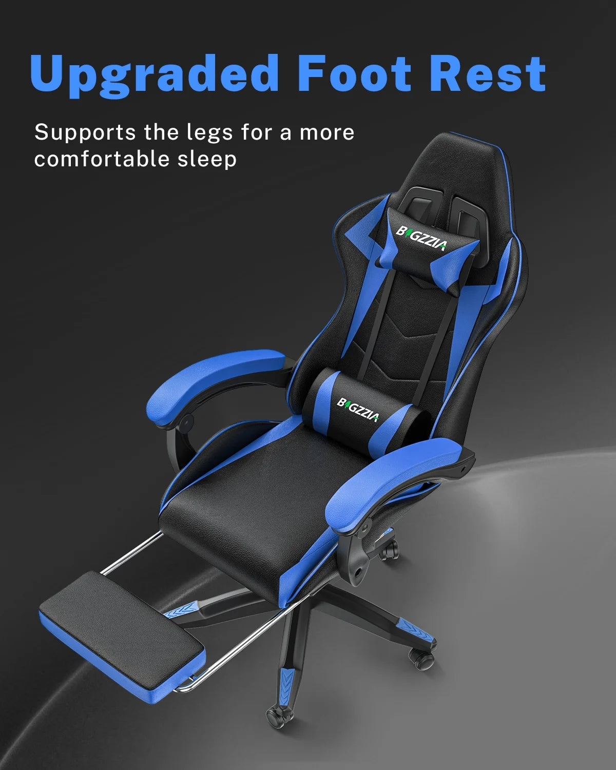 Bigzzia Gaming Chair with Footrest, Gaming Chair for Adult with Headrest and Lumbar Support,Red